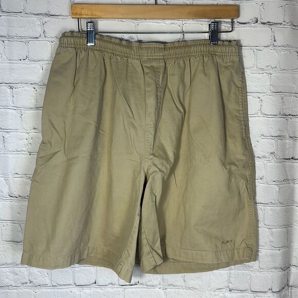 Vintage OP Ocean Pacific Tan Shorts Mens Size L Large Elastic Waist Drawstring - Picture 1 of 9